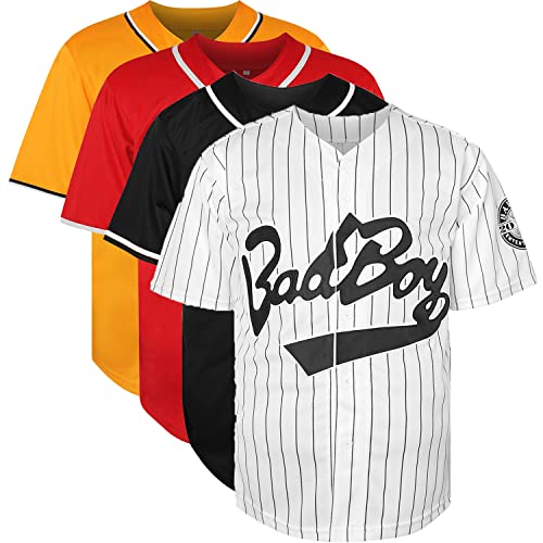 #10 Biggie 72 Bad Boy Baseball Trikot 90er Jahre Hip Hop Kleidung für Party Shirt, weiß gestreift, 3X-Groß von Ayoubaus