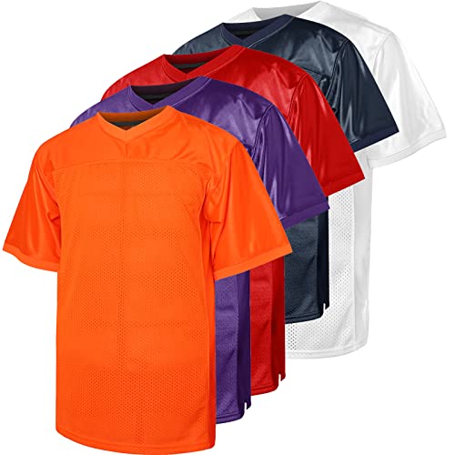 Blanko-Fußballtrikot, 90er-Jahre-Hip-Hop-Sport-Mesh-Übung, einfarbiges Fußball-Trikot, Orange, L von Ayoubaus