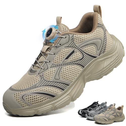 Ayqyc Damen Sicherheitsschuhe Herren Arbeitsschuhe mit Stahlkappe Leicht Sportliche Atmungsaktiv rutschfeste Drehverschluss, Grün, 38 EU von Ayqyc