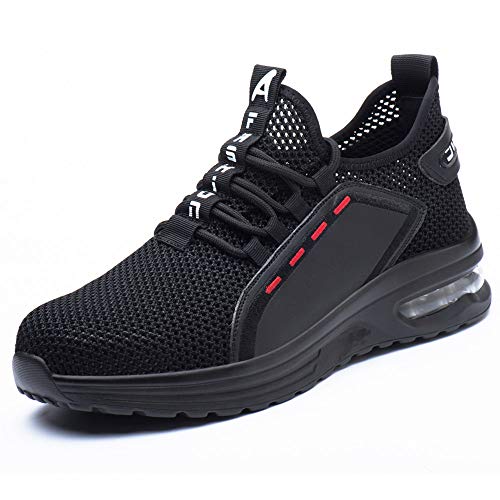Ayqyc Leichte Arbeitsschuhe Herren S3 Sicherheitsschuhe Damen Sportlich Schutzschuhe Atmungsaktive Stahlkappen Schuhe,Schwarz,Size 46 von Ayqyc