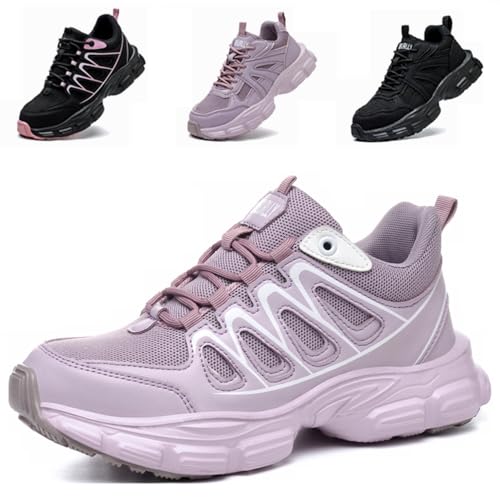 Ayqyc Sicherheitsschuhe Arbeitsschuhe Damen Leicht Stahlkappenschuhe Sportliche Atmungsaktiv rutschfeste Schutzschuhe Lila Weiß EU 41 von Ayqyc