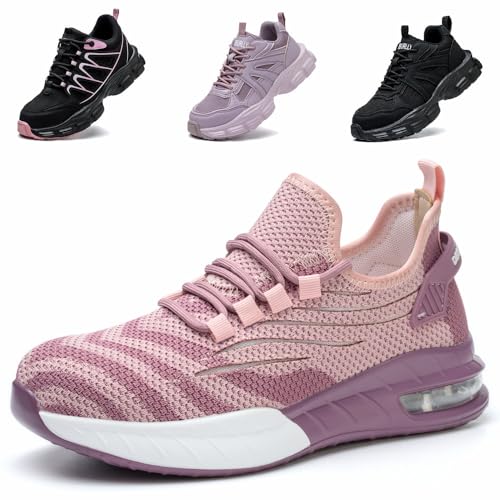Ayqyc Sicherheitsschuhe Arbeitsschuhe Damen Leicht Stahlkappenschuhe Sportliche Atmungsaktiv rutschfeste Schutzschuhe Pink EU 37 von Ayqyc