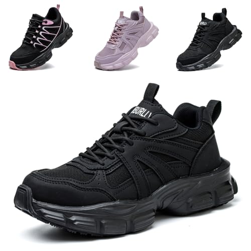 Ayqyc Sicherheitsschuhe Arbeitsschuhe Damen Leicht Stahlkappenschuhe Sportliche Atmungsaktiv rutschfeste Schutzschuhe Schwarz EU 38 von Ayqyc