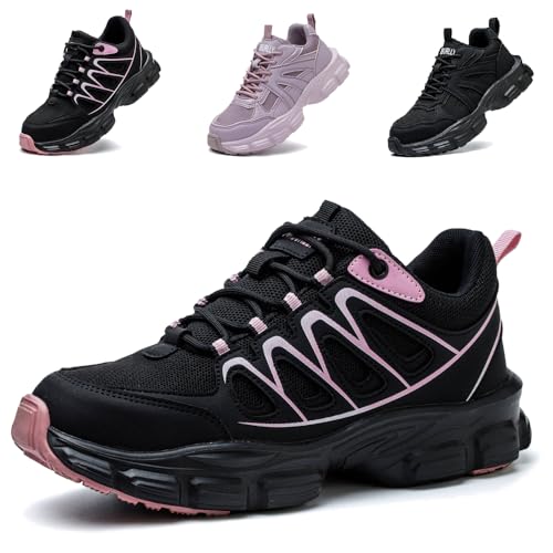 Ayqyc Sicherheitsschuhe Arbeitsschuhe Damen Leicht Stahlkappenschuhe Sportliche Atmungsaktiv rutschfeste Schutzschuhe Schwarz Rosa EU 36 von Ayqyc