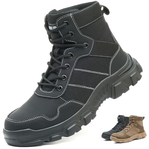Ayqyc Sicherheitsschuhe Arbeitsschuhe Herren Damen Leicht Stahlkappe Atmungsaktiv Sicherheitsstiefel rutschfest Arbeitsstiefel Schwarz 37 EU von Ayqyc