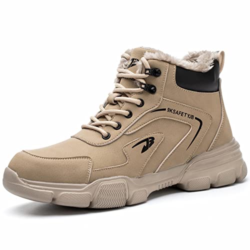 Ayqyc Sicherheitsschuhe Herren Damen Arbeitsschuhe Leicht Wasserdicht Sicherheitsstiefel Winter Warm Gefüttert Schutzschuhe mit Stahlkappe 36-46 von Ayqyc