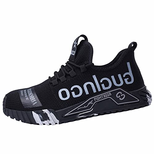 Ayqyc Sicherheitsschuhe Herren Damen S3 Sportlich rutschfeste Arbeitsschuhe mit Stahlkappe Leichtgewich Breathable Schutzschuhe,Schwarz,Size 39 von Ayqyc