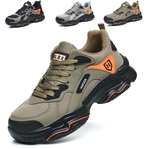 Ayqyc Sicherheitsschuhe Herren Leicht Sportlich Arbeitsschuhe Damen rutschfeste Stahlkappenschuhe Atmungsaktiv Arbeitsturnschuhe mit Stahlkappe Grün 43 EU von Ayqyc