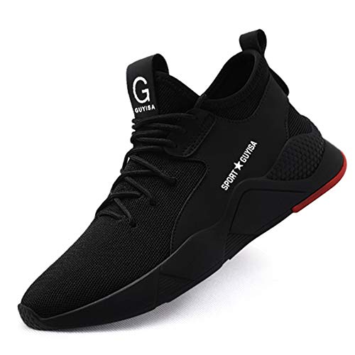 Ayqyc Sicherheitsschuhe Herren S3 Arbeitsschuhe Damen Leicht Atmungsaktiv Schutzschuhe Stahlkappe Sneakers, Schwarz-b, 42 EU von Ayqyc