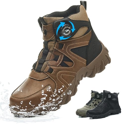 Ayqyc Sicherheitsstiefel Herren Damen Leicht Sicherheitsschuhe Wasserdicht Arbeitsschuhe Rutschfest Stahlkappenschuhe mit Drehknopf Braun 39 Eu Ayqyc Sicherheitsstiefel Herren Damen Leicht Sicherheitsschuhe Wasserdicht Arbeitsschuhe Rutschfest Stahlkappenschuhe mit Drehknopf Braun 39 Eu von Ayqyc