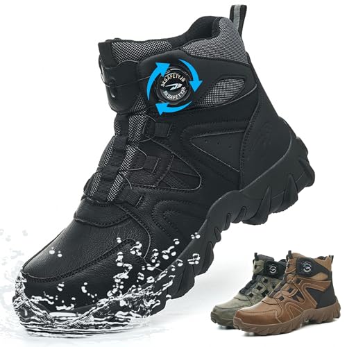 Ayqyc Sicherheitsstiefel Herren Damen Leicht Sicherheitsschuhe Wasserdicht Arbeitsschuhe Rutschfest Stahlkappenschuhe mit Drehknopf Schwarz 40 Eu Ayqyc Sicherheitsstiefel Herren Damen Leicht Sicherheitsschuhe Wasserdicht Arbeitsschuhe Rutschfest Stahlkappenschuhe mit Drehknopf Schwarz 40 Eu von Ayqyc