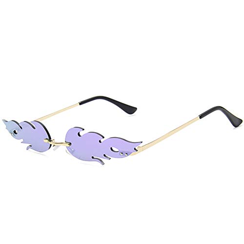 Ayrsjcl Fire Flame Sonnenbrille für Damen und Herren, randlose Wellenbrille, schmale Brille von Ayrsjcl
