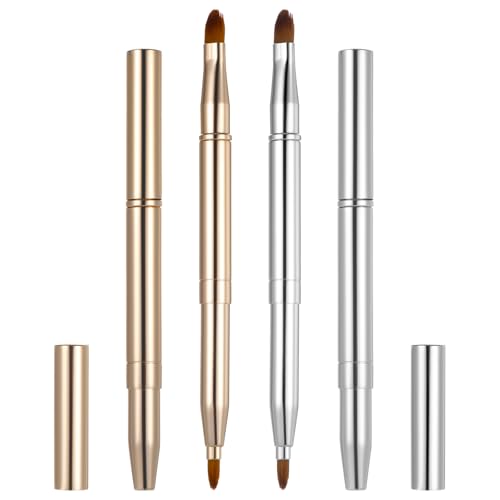 2 Stück Doppelendiger Lippenpinsel Lippen Tragbare Makeup Pinsel Einziehbare Lippenpinsel Lipstick Brush Lippenbürste Lipgloss Applikator Concealer Pinsel für Lippenstift, Lipgloss, Lidschatten von Aysatogc