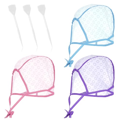3 Stück Highlight Kappe Strähnchenhaube Einstellbar Färbung Hervorhebung Kappe Strähnchenhaube Set mit Kunststoff Häkelnadel Haare Strähnen Selber Machen für Salon Heimgebrauch Haarfärbemitte von Aysatogc