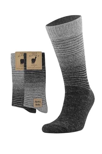 2 Paar Alpaka Socken Damen und Herren Socken, Warm & Hypoallergen Frottee-Socken - Wintersocken (DE/NL/SE/PL, Numerisch, 39, 42, Regular, Regular, Grau and Anthrazitgrau (model 3098)) von Aytuğ Çorap