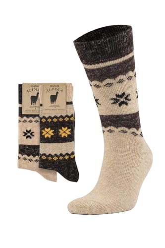 Aytuğ Çorap 2 Paar Alpaka Socken Damen und Herren Socken, Warm & Hypoallergen Frottee-Socken - Wintersocken (DE/NL/SE/PL, Numerisch, 39, 42, Regular, Regular, Beige und Braun (model 3097)) von Aytuğ Çorap