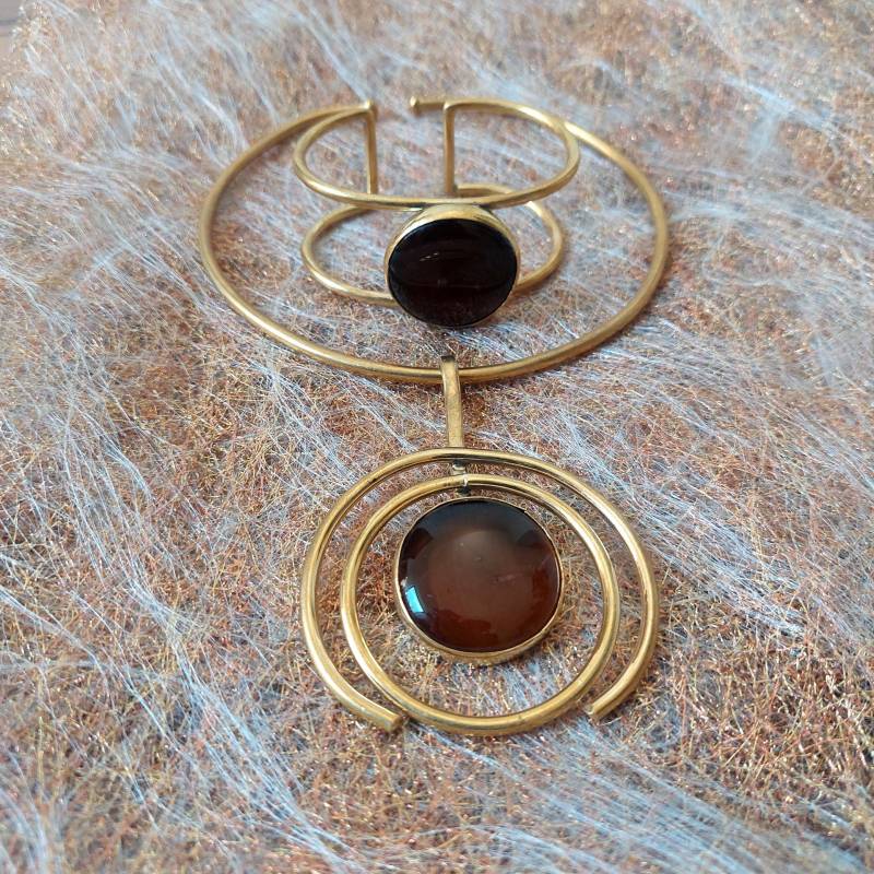 Handmade 2 Piece Brass Necklace For Women/Brass Neck Accessories Set/African Necklace/ Fashion Women/Adjustable Bronze von AyuCrafts