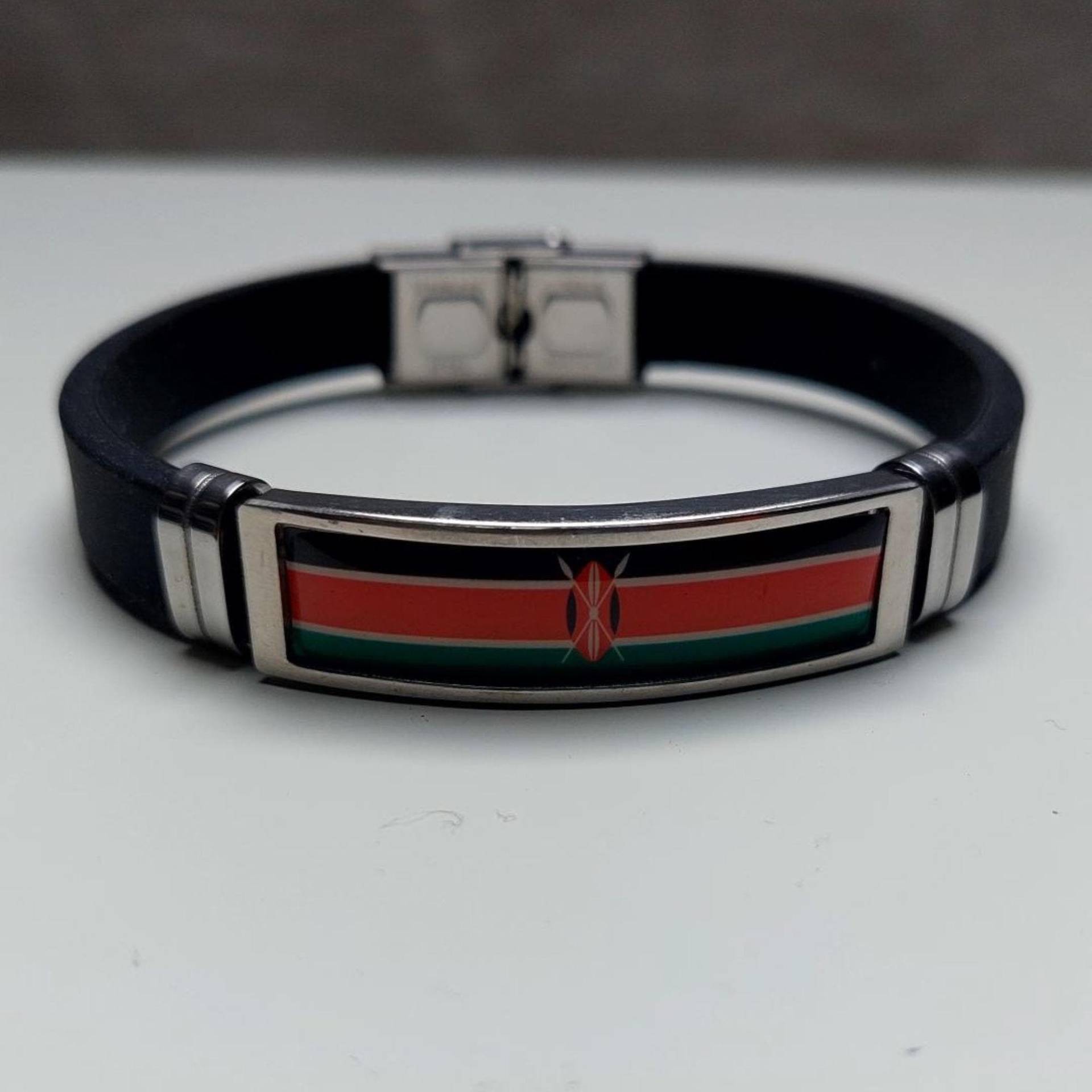 Rubber Wrist Bracelet Gifts Unisex Kenya Flag von AyuCrafts
