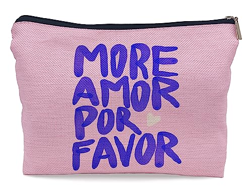 Ayxvt Love Quote More Amor Por Favor Spanish Positive Self Love Be Confident Pink Preppy Makeup Bag Decorative Women's Cosmetic Bag Zipper Pouch Travel Toiletry,Gifts for Women von Ayxvt