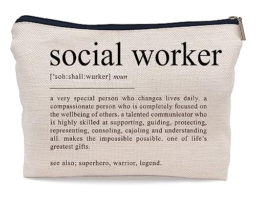 Ayxvt Social Worker Definition Kosmetiktasche Dekorative Damen Make-up Tasche Reißverschluss Beutel Reise Toilettenartikel, Sozialarbeiter Wertschätzung Geschenke, Sozialarbeiter Abschlussgeschenke von Ayxvt