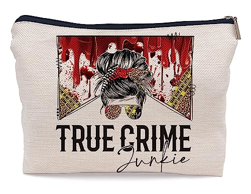 Ayxvt True Crime Junkie Decor Kosmetiktasche, Nervenkitzel Blut Messy Bon Dekorative Damen Make-up Tasche Reißverschluss Beutel Reise Toilettenartikel, Geschenke für wahre Kriminalbesessene Frauen von Ayxvt