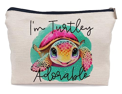 Süße Ozean-Tier-Meeresschildkröte I'm Turtley, Bezaubernde Kosmetiktasche, dekorative Make-up-Tasche für Damen, Reißverschlusstasche, Reise-Kultur, Geschenke für Meeresschildkröten-Liebhaber, von Ayxvt