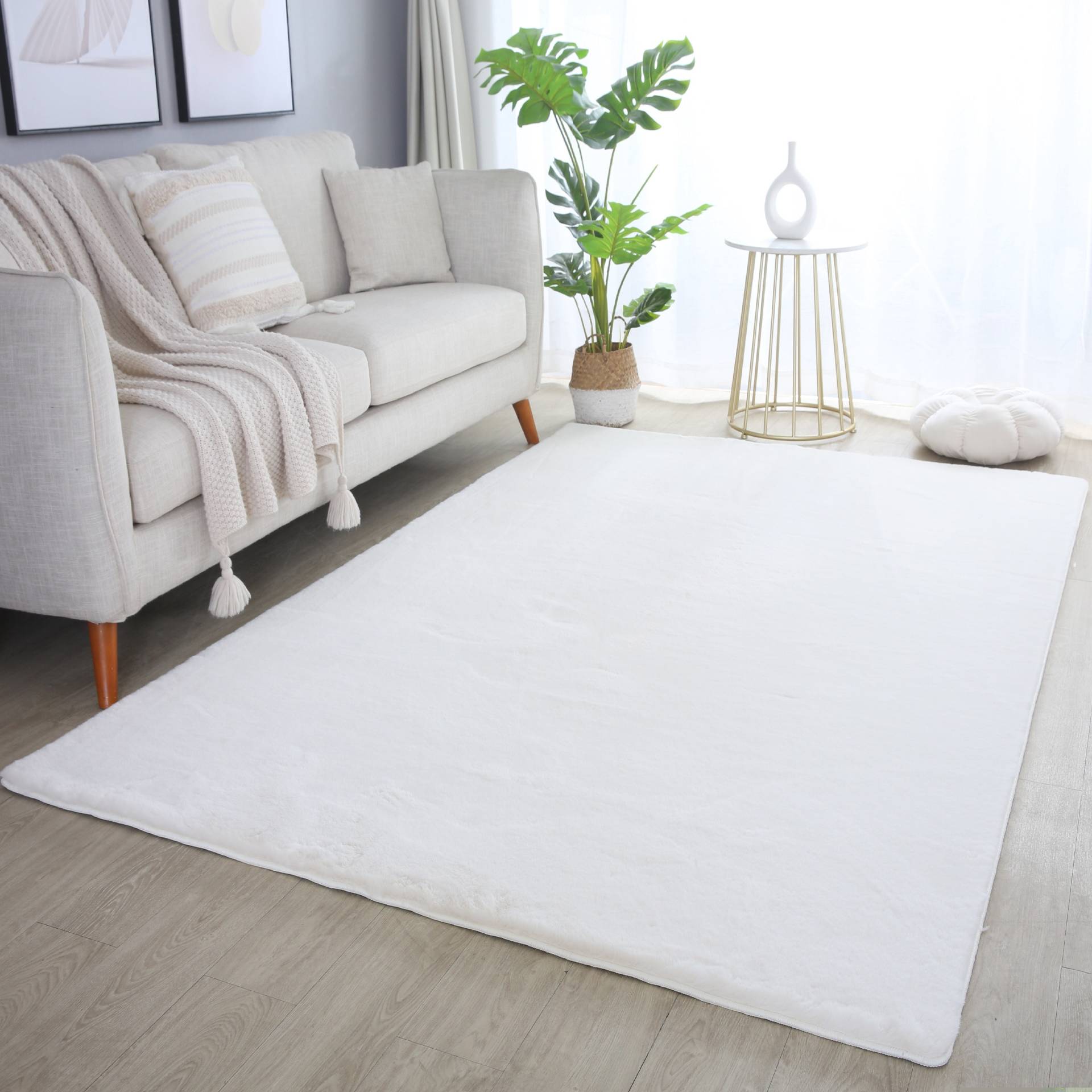 Ayyildiz Teppiche Hochflor-Teppich "POUFFY 5100" rechteckig 20 mm Höhe Läufer, weicher glatter Softflor, Kaninchen Fell Haptik, waschbar von Ayyildiz Teppiche