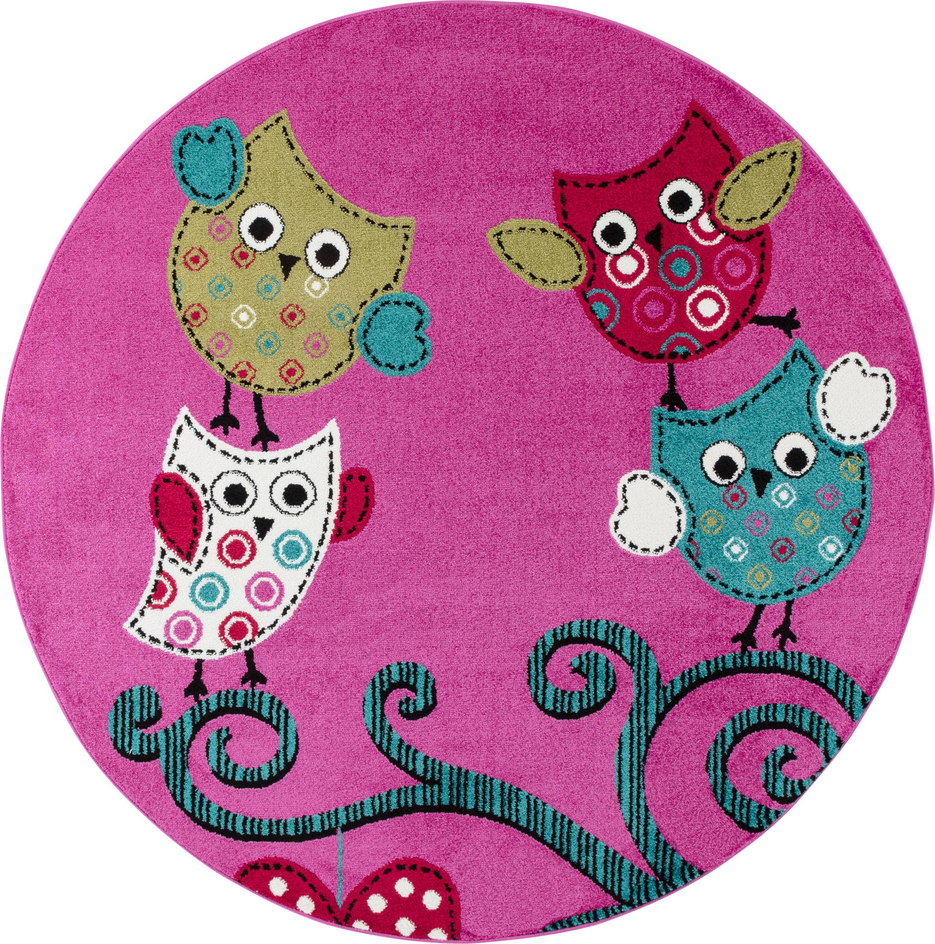 Ayyildiz Teppiche Kinderteppich "KIDS 420" rund 11 mm Höhe strapazierfähig / pflegeleicht/ Kurzflor/ Eulen Motiv von Ayyildiz Teppiche