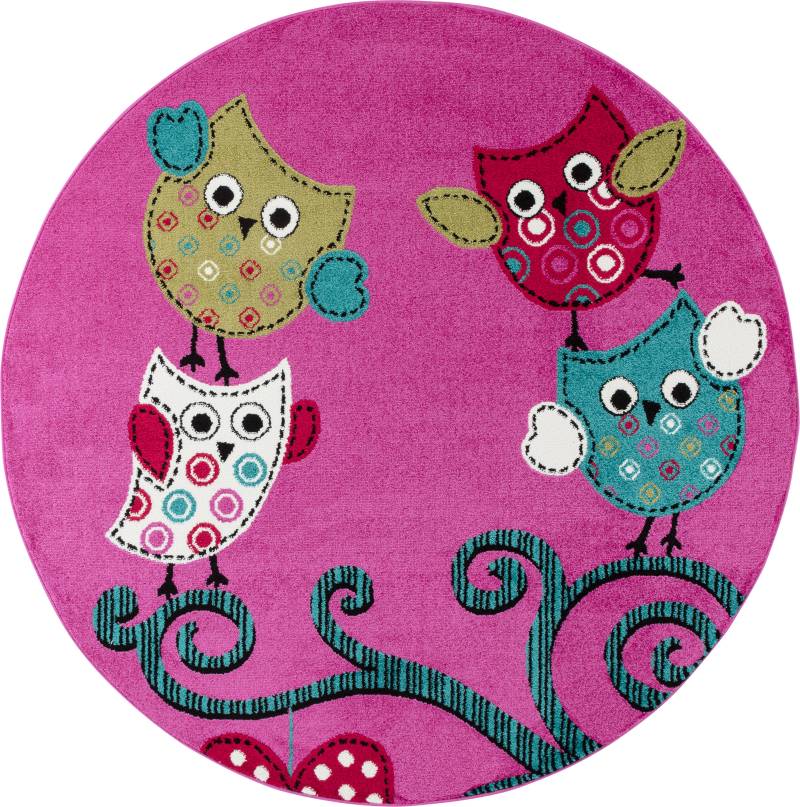 Ayyildiz Teppiche Kinderteppich "KIDS 420" rund 11 mm Höhe strapazierfähig / pflegeleicht/ Kurzflor/ Eulen Motiv von Ayyildiz Teppiche