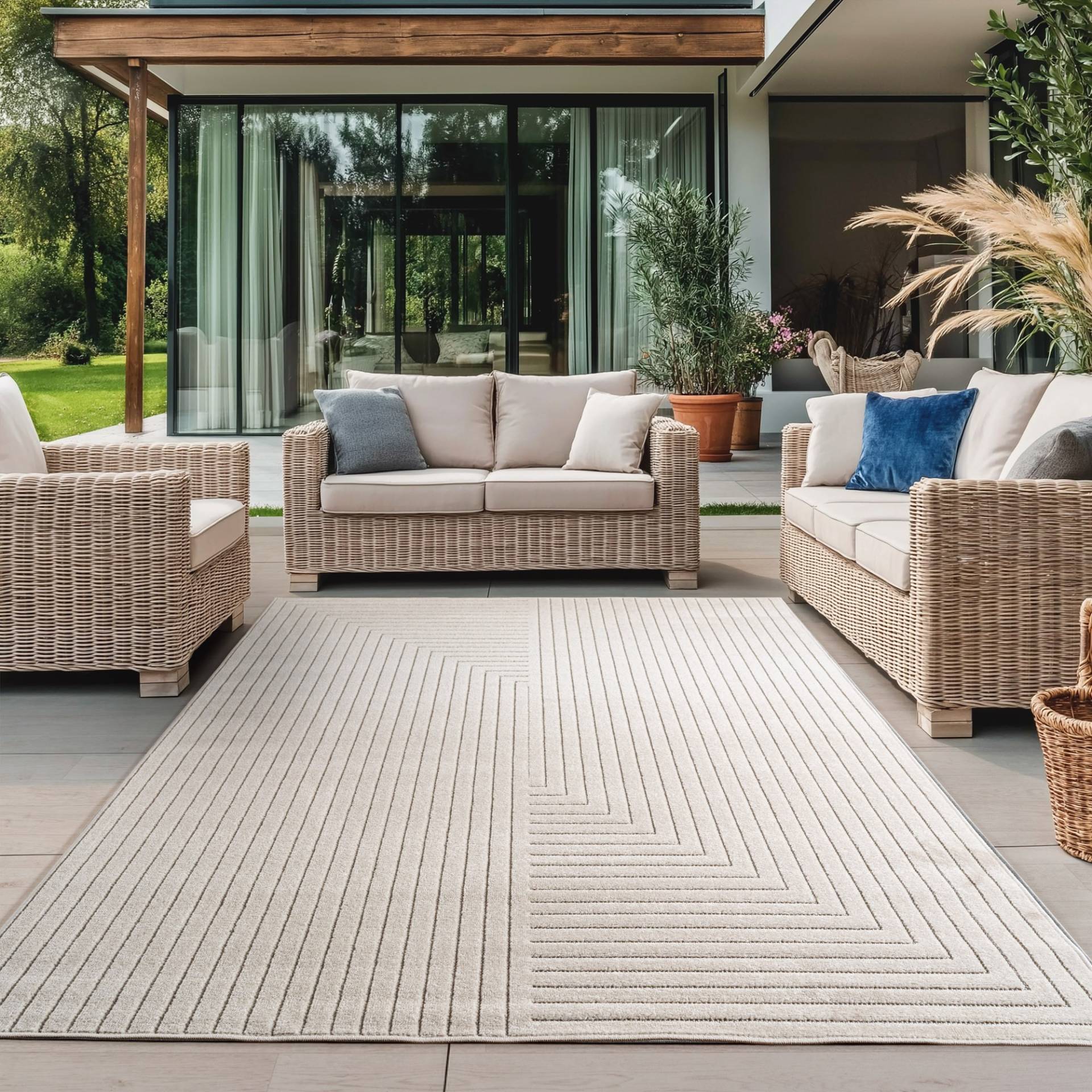 Ayyildiz Teppiche Outdoorteppich "NOVA 1202" rechteckig 5 mm Höhe Läufer, In und Outdoor, Hoch Tief Effekt, Wohnzimmer, Aussenbereich von Ayyildiz Teppiche