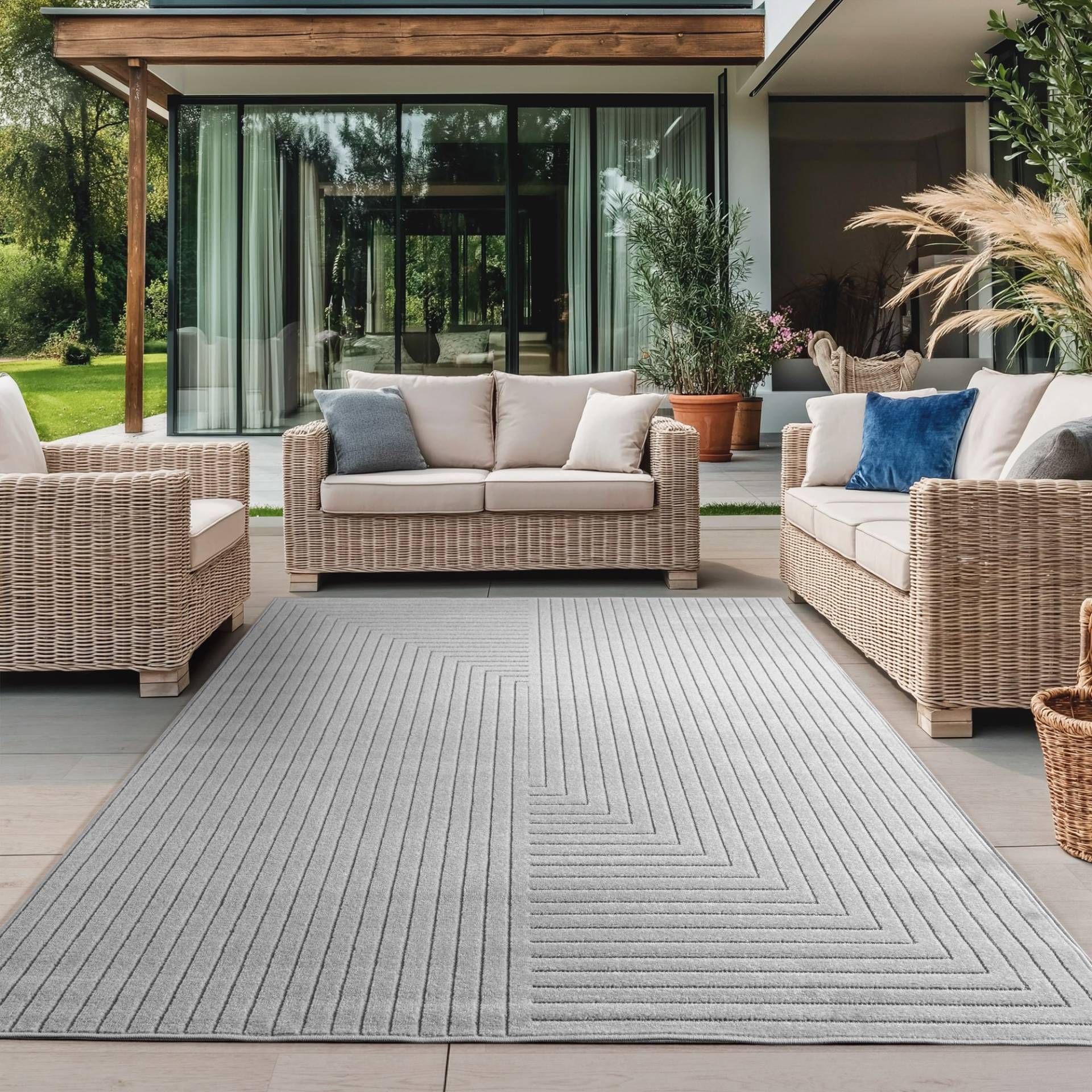Ayyildiz Teppiche Outdoorteppich "NOVA 1202" rechteckig 5 mm Höhe Läufer, In und Outdoor, Hoch Tief Effekt, Wohnzimmer, Aussenbereich von Ayyildiz Teppiche