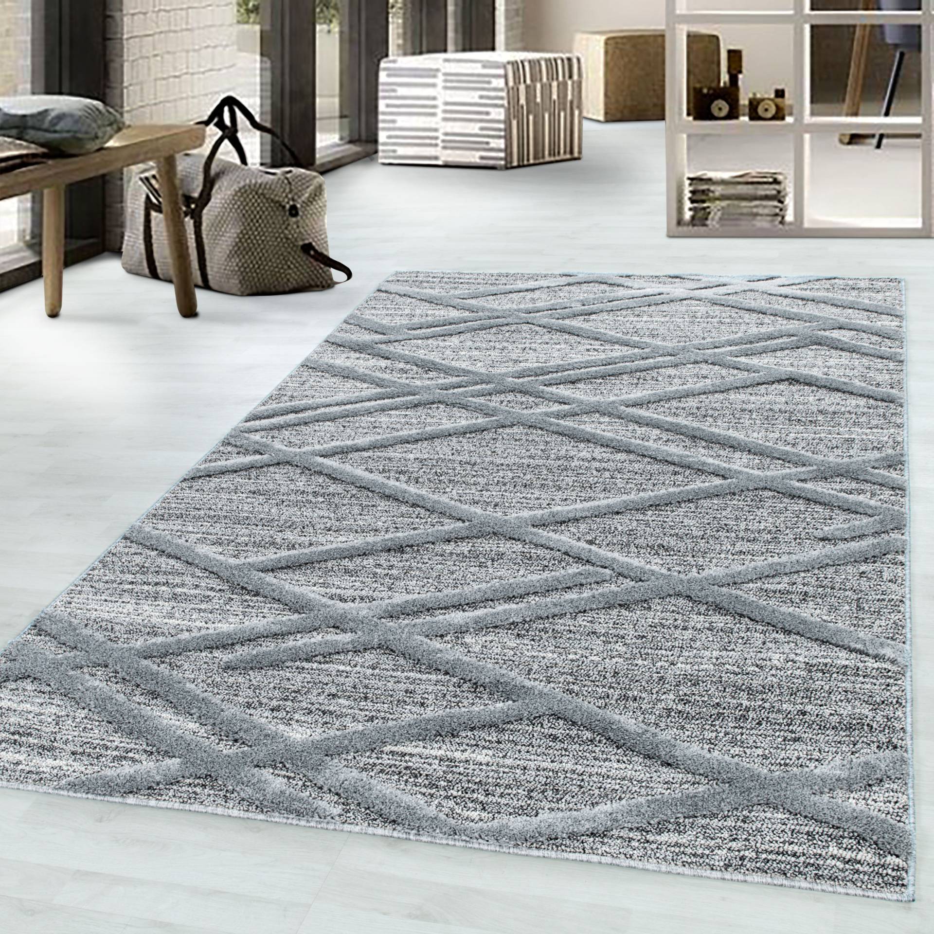 Ayyildiz Teppiche Teppich "PISA 4706" rechteckig 20 mm Höhe Läufer, rund, Hoch Tief Struktur, Wohnzimmer,Schlafzimmer von Ayyildiz Teppiche