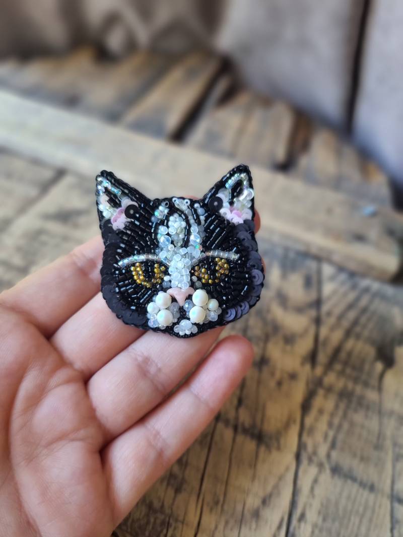 Handgemachte Perlenbrosche Für Katzen Perserkatze Portrait Anstecknadel Handgemachte Perlenbrosche Für Katzen Perserkatze Portrait Anstecknadel von AyyuceCreations