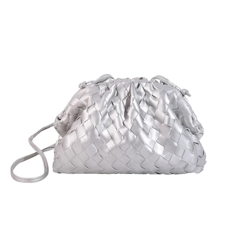 Ayztantine Dame Umhängetasche Geldbörse Mode Einfarbig Kleine Cloud Pack for Frauen Hand PU Leder Schulter Taschen Damen Umhängetasche(Silver) von Ayztantine