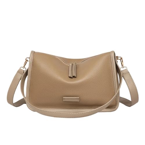 Ayztantine Frauen Umhängetasche Tote Tasche Leder Schulter Einfarbig Rindsleder Weibliche Messenger Handtasche Damen Umhängetasche(Khaki) von Ayztantine