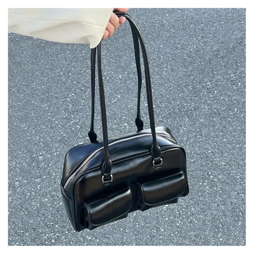 Ayztantine Retro Frauen Umhängetasche PU Leder Multi Tasche Handtasche Weibliche Schulter Unterarm Einkaufstasche Geldbörsen Damen Umhängetasche(Black) von Ayztantine