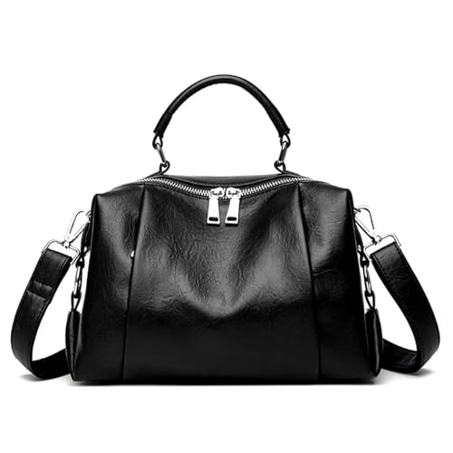 Ayztantine Umhängetaschen Leder Damen Tasche Mode Plissee Schulter Umhängetasche Große Kapazität Pendler Weibliche Handtasche Messenger Damen Umhängetasche(Black) von Ayztantine