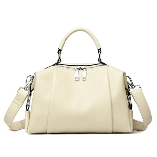 Ayztantine Umhängetaschen Leder Damen Tasche Mode Plissee Schulter Umhängetasche Große Kapazität Pendler Weibliche Handtasche Messenger Damen Umhängetasche(White) von Ayztantine
