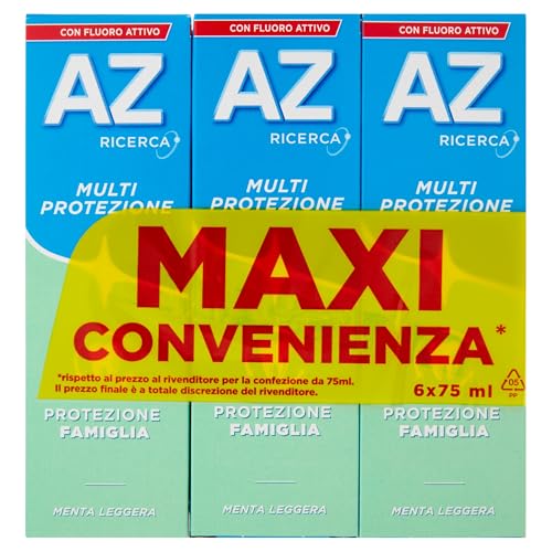 AZ Zahnpasta Multi Schutz Familie 6 x 75 ml, Fluor-Zahnpasta für Erwachsene und Kinder AZ Zahnpasta Multi Schutz Familie 6 x 75 ml, Fluor-Zahnpasta für Erwachsene und Kinder von Az Ricerca