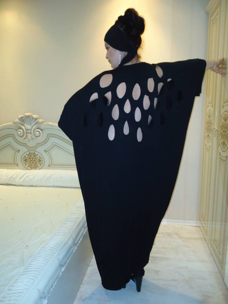 Einzigartige Hand Offener Rücken/Oversize Extravagantes Kleid Robe Kaftan Maxi Größe Backless Abaya Top Plus + Kopftuch von AzaliaCult
