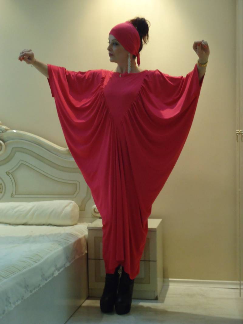 Kaftan Maxikleid Plus Size Kleid Robe Partykleid Oversize +Kopfschal von AzaliaCult