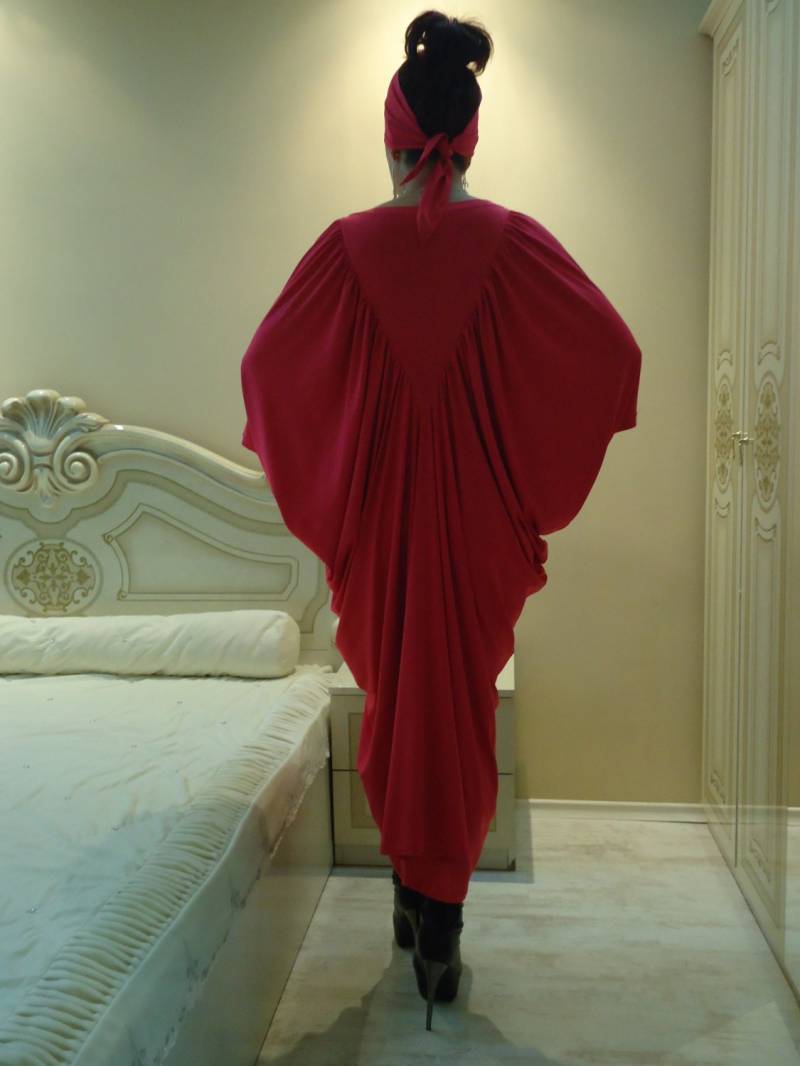 Kaftan Maxikleid Plus Size Kleid Robe Partykleid Oversize +Kopfschal von AzaliaCult