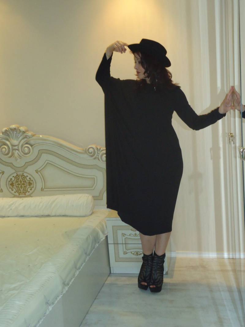 Neue Kollektion Oversize Schwarz Lose Casual Top/Baumwolle Sommer Extravagante Tunika Schwarzes Kleid/ Abendkleider/ Erhältlich Bei Uns Uk Eu von AzaliaCult