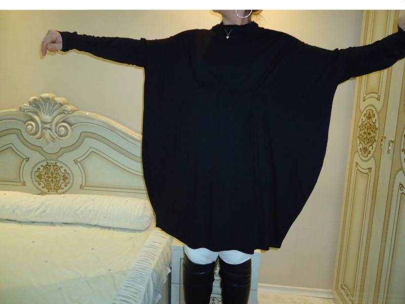 Oversize Tunika Top/Schwarz Lose Tunika/Maxi Lange Tunika/Plus Größe Tunika/Schwarz Tunika/Frauen Kleidung/Casual Tunika/ von AzaliaCult
