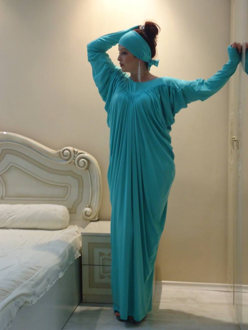 Pfefferminz Kaftan/Drapierter Kaftan/Langer Kaftan/Coverup Kaftan/Kaftan Mit Schal/Kaftan Kleid/Kaftan Maxi Kleid/Abaya/ von AzaliaCult