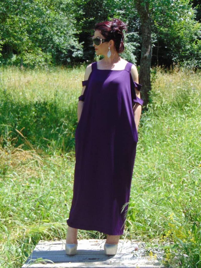 Plus Größe Kaftan/Maxi Kaftan/Sommer Kaftan/Lange Kaftan/Kaftan Mit Taschen/Ovarsize Kleid/Off Schulter Kleid/Lila Kaftan von AzaliaCult