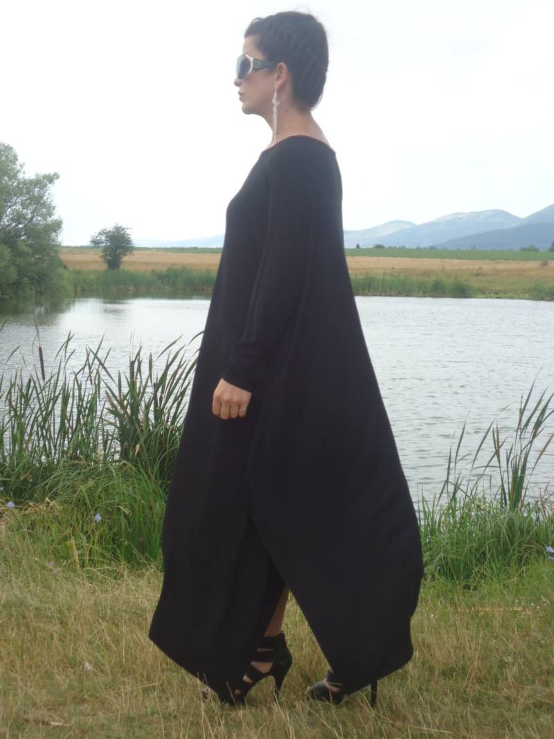 Schwarzes Kaftan Kleid/Oversize Schwarz Lose Beiläufige Top/Baumwoll Sommer Top/Avantgarde Kleid/Schwarzes Kleid/Alle Größen Erhältlich Uns Uk Eu von AzaliaCult