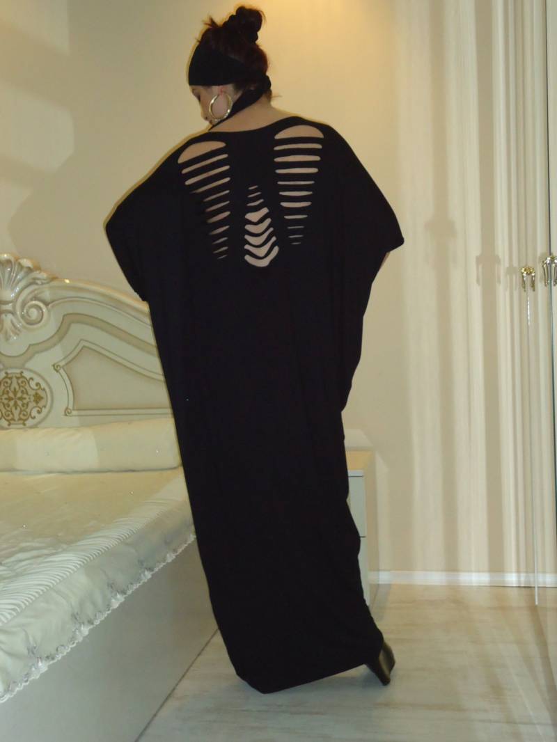 Unikat Hand Offen Rücken/Oversize Extravagantes Kleid/Maxi Größe Kleid/Plus Kaftan/Rückenloses Kleid/Robe Kaftan Abaya+Kopfschal/Chic Kleid/ von AzaliaCult