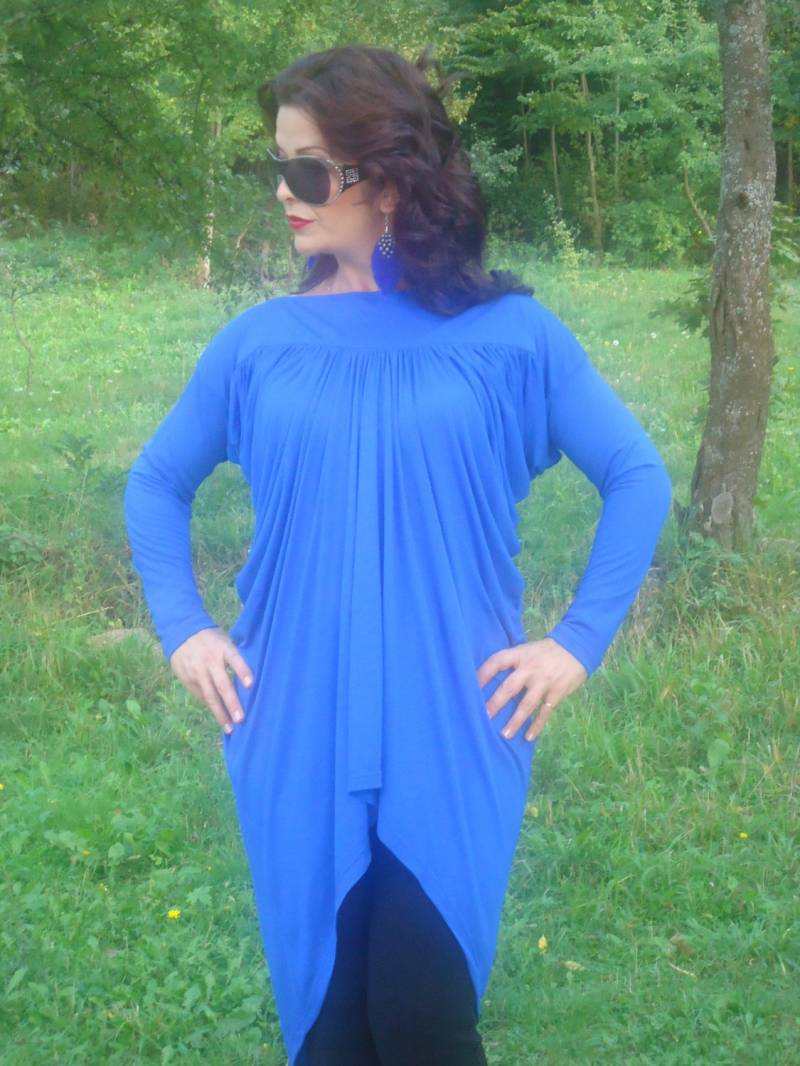 Wunderschöne Lange Tunika Kleid/Königsblau Kleid/Oversize Tunika/Loose Tunika/Tunika Kleid Langarm/Maxi Tunika/Alle Größen Erhältlich Us Uk Eu von AzaliaCult