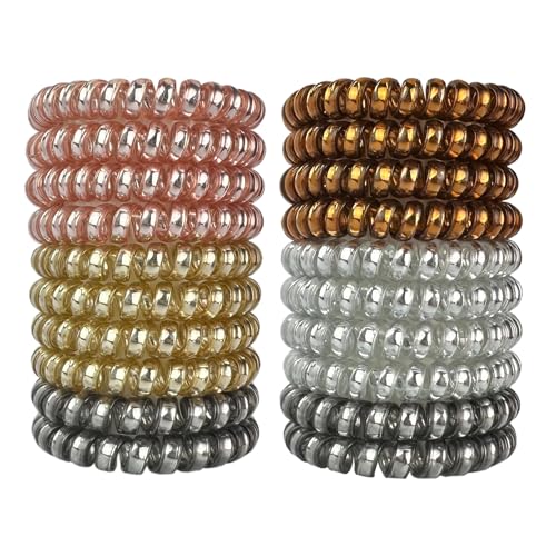 Spiralschleifen für dickes und dünnes Haar, faltenfreier Pferdeschwanzhalter für Damen und Kinder (galvanisiertes Silber), 20 Stück von Azanirso